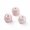 Handmade Porcelain Beads, Pearlized, Round, Pink, 12mm, Hole: 2~3mm