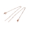 925 Sterling Silver Stud Earring Findings, Ear Threads, Rose Gold, 89mm, Pin: 0.5mm, Pendant: 6.5x3mm