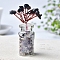 Natural Obsidian Chips Tree Decorations, Glass Wishing Bottle Base with Copper Wire Feng Shui Energy Stone Gift for Home Desktop Decoration, 60mm