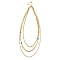 Golden Tone 304 Stainless Steel 3 Layer Necklaces for Women, Boho Necklace with Column Plastic Bead, Turquoise, 15.75 inch(40cm)