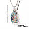 Brass Pave Colorful Cubic Zirconia Letter Pendant Box Chain Necklaces, Platinum, Letter E, 15.75 inch(40cm)