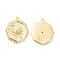 Brass with Micro Pave Clear Cubic Zirconia Pendants, Ocatgon with Sun Charm, Real 18K Gold Plated, 21x18x2mm, Hole: 1.2mm