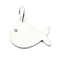 925 Sterling Silver Charms, Fish, with Jump Rings & 925 Stamp, Silver, 9x11x1mm, Hole: 2.5mm