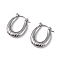 Non-Tarnish 304 Stainless Steel Flower Hoop Earrings for Women, Stainless Steel Color, 22.5x17x3.5mm, Pin: 0.6mm