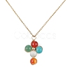 Natural & Synthetic Mixed Gemstone Cross Pendant Necklace with Copper Chains NJEW-JN04446-01-1