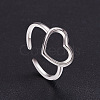 SHEGRACE Simple Design Rhodium Plated 925 Sterling Silver Cuff Rings JR327A-2