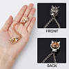 AHADEMAKER 4Pcs 2 Colors Double Fox Rhinestone with Hanging Safety Chains Brooch JEWB-GA0001-14-6