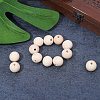 Round Unfinished Wood Beads and Nylon Packaging Vacuum Bag WOOD-PH0008-50-5