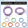 SUNNYCLUE 16Pcs 8 Colors Zinc Alloy Spring Gate Rings FIND-SC0007-32-2