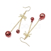 2Pairs 2 Colors Christmas Theme Brass Bell & Bowknot Dangle Earrings EJEW-JE05824-6