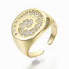 Brass Micro Pave Clear Cubic Zirconia Cuff Rings RJEW-S045-012G-NR-1