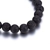Natural Lava Rock & Non-magnetic Synthetic Hematite Beaded Stretch Bracelets Set SJEW-H584-09-4