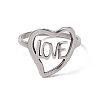 Non-Tarnish 201 Stainless Steel Heart with Word Love Finger Ring RJEW-J051-38P-2