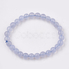 Natural Blue Lace Agate Stretch Bracelets BJEW-S138-01D-1