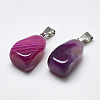 Natural Banded Agate/Striped Agate Pendants G-T122-20B-2