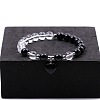 Round Natural Obsidian & Quartz Crystal Beaded Stretch Bracelets XW2849-3-1