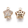 Hollow Brass Micro Pave Clear Cubic Zirconia Charms KK-S359-142-RS-2