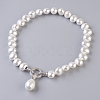 Round Shell Pearl Pendant Necklaces NJEW-P232-G-2