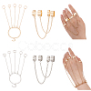 ANATTASOUL 4 Set 4 Style Color 4 Finger Chain Linkes Cuff Rings & 5 Finger Rings Bracelets SJEW-AN0001-05-1