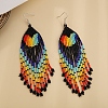 Glass Beaded Tassel Dangle Earrings PW-WG87022-02-1