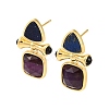 Ion Plating(IP) Natural Lapis Lazuli and Natural Amethyst Stud Earring Findings EJEW-U014-01A-1