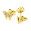 Golden Brass Micro Pave Cubic Zirconia Stud Earrings EJEW-D103-01A-G-2