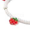 Glass Seed Braided Strawberry Charms Bracelet for Women BJEW-TA00140-01-4