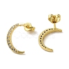 Moon Rack Plating Brass Micro Pave Cubic Zirconia Stud Earrings for Women EJEW-O001-08G-2