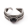 Feather Natural Hypersthene Cuff Rings RJEW-G273-14AS-02-2