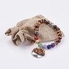 Chakra Jewelry Natural Gemstone Beads and Tiger Eye Charm Bracelet BJEW-JB03608-05-3