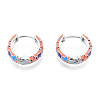 Colorful Enamel Flower Hoop Earrings EJEW-N011-105P-2