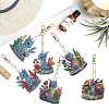 6Pcs Dinosaur DIY Diamond Painting Keychain Kit PW-WG87317-01-4