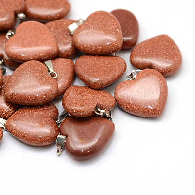 Heart Synthetic Goldstone Pendants X-G-Q438-13-1