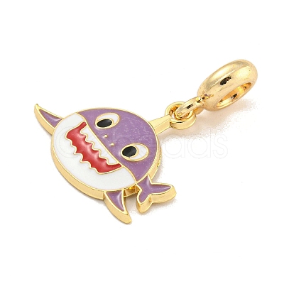 Rack Plating Alloy Enamel Shark European Dangle Charms FIND-B034-54G-02-1