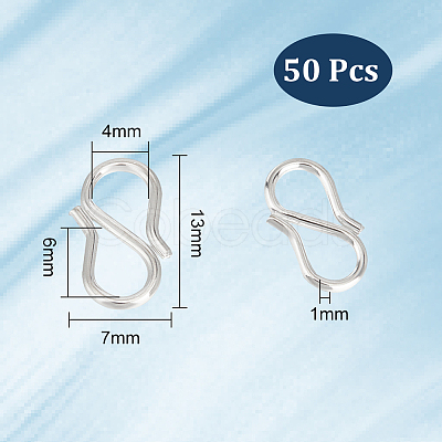 Unicraftale 50Pcs 304 Stainless Steel S-Hook Clasps STAS-UN0047-13-1