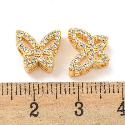 Brass Micro Pave Clear Cubic Zirconia Beads KK-P275-28G-1