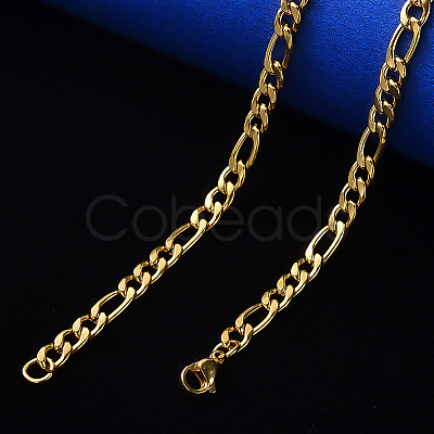 PVD Vacuum Plating 304 Stainless Steel Figaro Chain Necklaces NJEW-S420-003A-G-1