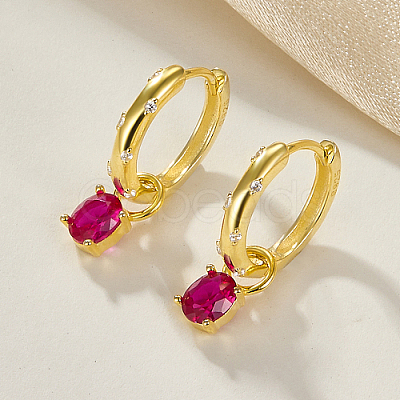 Real 18K Gold Plated 925 Sterling Silver Dangle Hoop Earrings KY7415-1-1