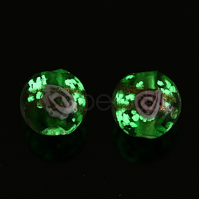 Luminous Handmade Gold Sand Lampwork Beads LAMP-T021-03G-1