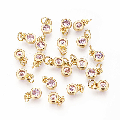 Brass with Single Cubic Zirconia Charms ZIRC-F095-03G-03-1