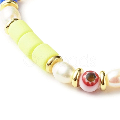 Handmade Polymer Clay Stretch Bracelets Sets BJEW-JB06350-03-1