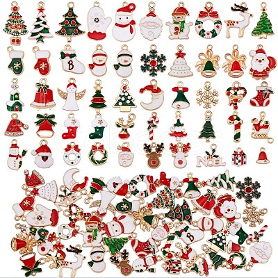 50Pcs Christmas Alloy Enamel Pendants JX265A-1