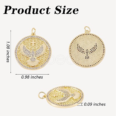 5Pcs Brass Micro Pave Clear Cubic Zirconia Pendants ZIRC-SZ0004-46-1