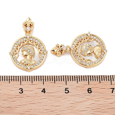 Brass Micro Pave Cubic Zirconia Pendants KK-C051-37G-1