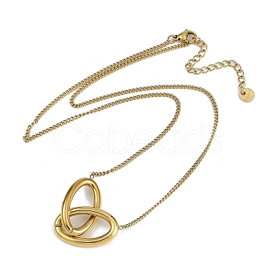 PVD Vacuum Plating 304 Stainless Steel Heart Pendant Twisted Chain Necklaces NJEW-I129-05G-1