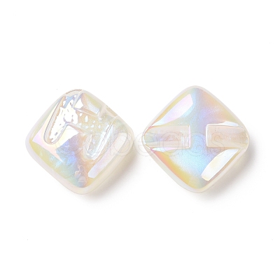 Rainbow Iridescent Plating Acrylic Beads OACR-A010-06F-1