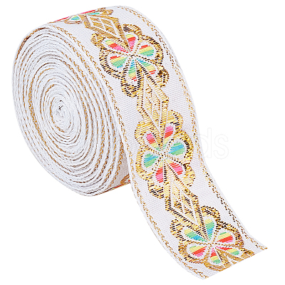 Flat Ethnic Style Embroidery Polyester Ribbons OCOR-WH0067-86C-1