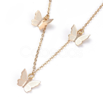 Brass Butterfly Pendant Necklaces NJEW-JN02678-01-1