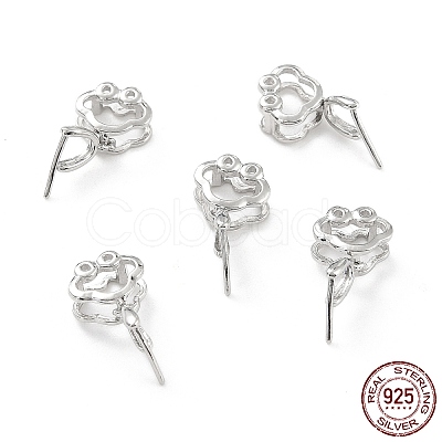 Anti-Tarnish Rhodium Plated 925 Sterling Silver Ice Pick Pinch Bails STER-Z001-120P-1