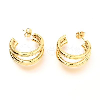 304 Stainless Steel Half Hoop Earrings EJEW-C501-18G-1